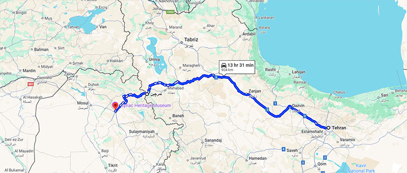 مسیر تهران تا مرز تمرچین و بعد اربیل عراق