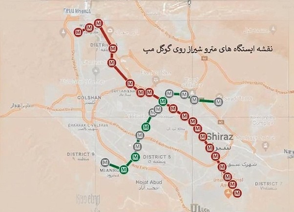 نقشه متروی شیراز