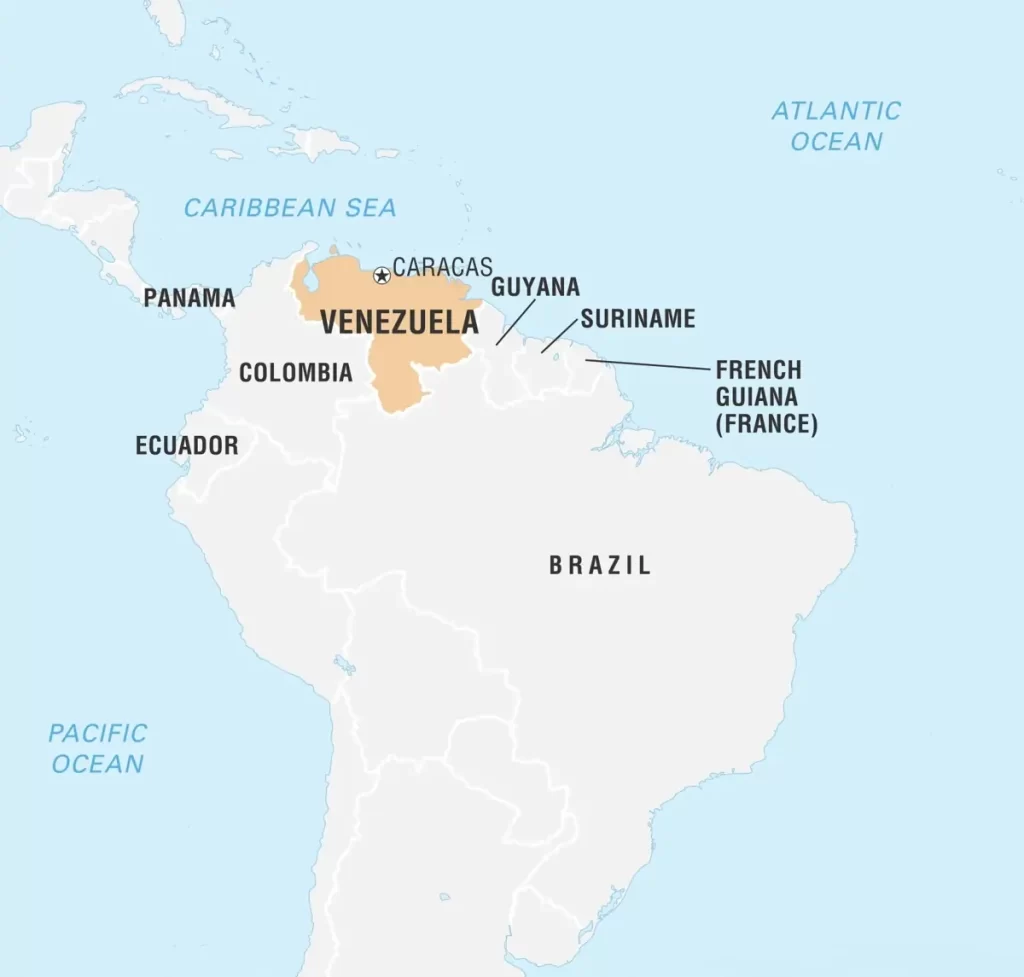 نقشه ونزوئلا و همسایگان