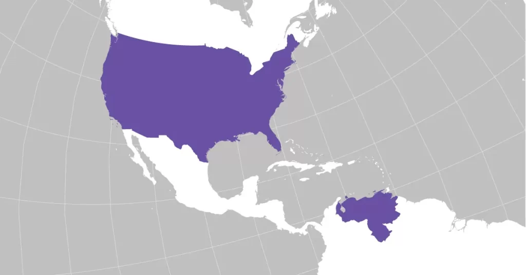 نقشه ونزوئلا تا آمریکا