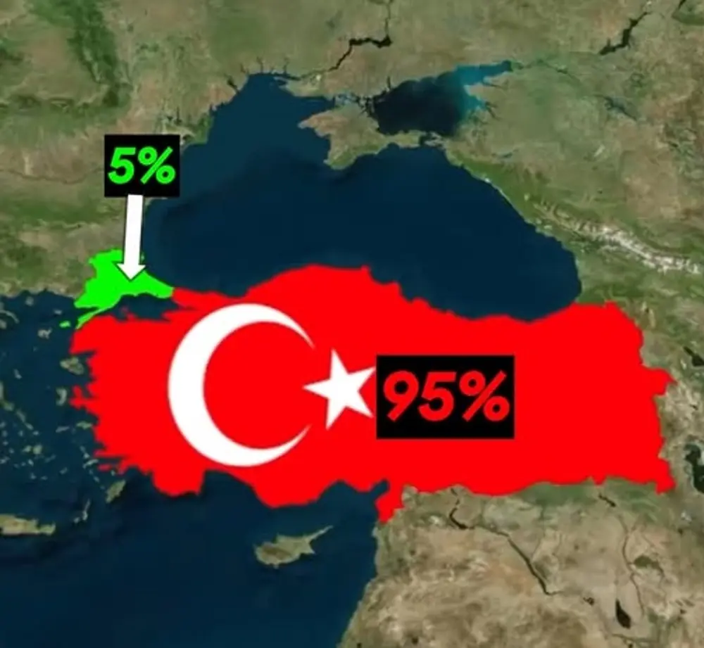 چند درصد کشور ترکیه در اروپا قرار دارد؟
