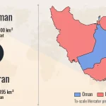 مساحت کشور عمان نسبت به ایران